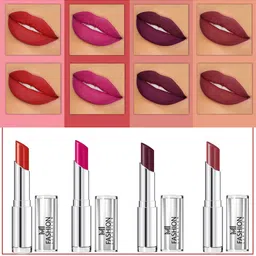 MI FASHION Set Of 4 Creme Matte Weightless Long-Lasting Lipstick 3.5g each - Cornell Red + Magenta + Wine Berry + Brown-19