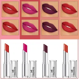 MI FASHION Set Of 4 Creme Matte Weightless Long-Lasting Lipstick 3.5g each - Cornell Red + Magenta + Wine Berry + Orange-18