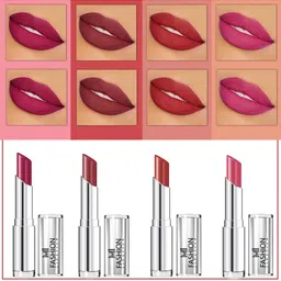 MI FASHION Set Of 4 Creme Matte Weightless Long-Lasting Lipstick 3.5g each - Purple + Brown + Brownish Red + Rose-image-54