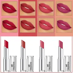 MI FASHION Set Of 4 Creme Matte Weightless Long-Lasting Lipstick 3.5g each - Purple + Brownish Red + Rose + Purple Peach-image-64