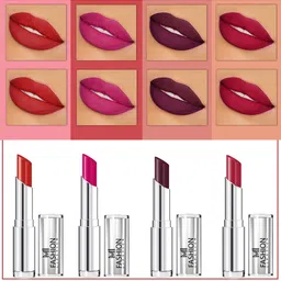 MI FASHION Set Of 4 Creme Matte Weightless Long-Lasting Lipstick 3.5g each - Cornell Red + Magenta + Wine Berry + Burgundy-17