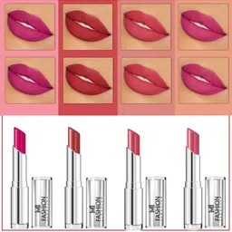 MI FASHION Set Of 4 Creme Matte Weightless Long-Lasting Lipstick 3.5g each - Magenta + Brownish Red + Rose + Rose-image-55
