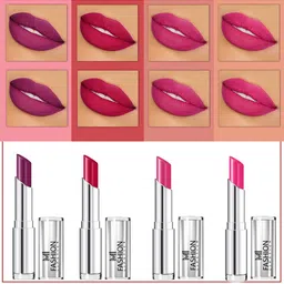 MI FASHION Set Of 4 Creme Matte Weightless Long-Lasting Lipstick 3.5g each - Purple + Pinkish Red + Rose Pink + Pink-image-69