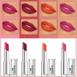 MI FASHION Set Of 4 Creme Matte Weightless Long-Lasting Lipstick 3.5g each - Pink + Cherrywood + Orange + Rose-image-81