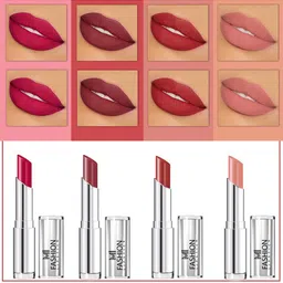 MI FASHION Set Of 4 Creme Matte Weightless Long-Lasting Lipstick 3.5g each - Pinkish Red + Brown + Brownish Red + Nude-58