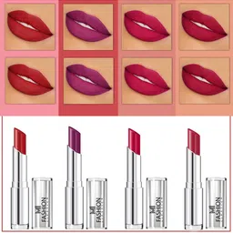 MI FASHION Set Of 4 Creme Matte Weightless Long-Lasting Lipstick 3.5g each - Purple + Purple + Pinkish Red + Burgundy-image-87