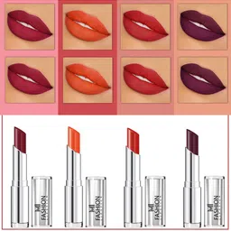 MI FASHION Set Of 4 Creme Matte Weightless Long-Lasting Lipstick 3.5g each - Cherrywood + Orange + Cornell Red + Wine Berry-image-91