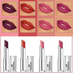 MI FASHION Set Of 4 Creme Matte Weightless Long-Lasting Lipstick 3.5g each - Wine Berry + Roof Terracotta + Peach + Purple Peach-14