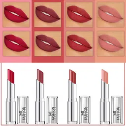 MI FASHION Set Of 4 Creme Matte Weightless Long-Lasting Lipstick 3.5g each - Purple + Brown + Brownish Red + Nude-image-87