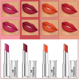 MI FASHION Set Of 4 Creme Matte Weightless Long-Lasting Lipstick 3.5g each - Pink + Cherrywood + Orange + Orange-image-72