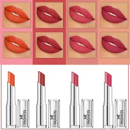 MI FASHION Set Of 4 Creme Matte Weightless Long-Lasting Lipstick 3.5g each - Orange + Brownish Red + Rose Wine + Pink-10