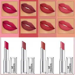 MI FASHION Set Of 4 Creme Matte Weightless Long-Lasting Lipstick 3.5g each - Pinkish Red + Brown + Brownish Red + Rose-8