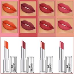 MI FASHION Set Of 4 Creme Matte Weightless Long-Lasting Lipstick 3.5g each - Orange + Brown + Brownish Red + Dark Rose-43