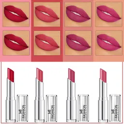 MI FASHION Set Of 4 Creme Matte Weightless Long-Lasting Lipstick 3.5g each - Purple + Rose + Purple Peach + Rose-image-94