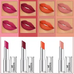 MI FASHION Set Of 4 Creme Matte Weightless Long-Lasting Lipstick 3.5g each - Pink + Cherrywood + Orange + Nude-image-49