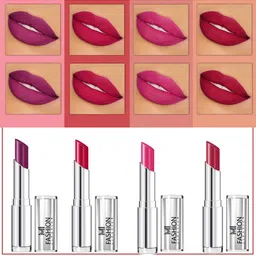 MI FASHION Set Of 4 Creme Matte Weightless Long-Lasting Lipstick 3.5g each - Purple + Pinkish Red + Rose Pink + Burgundy-37