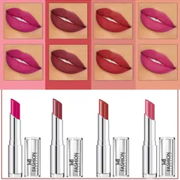 MI FASHION Set Of 4 Creme Matte Weightless Long-Lasting Lipstick 3.5g each - Magenta + Brown + Brownish Red + Rose-57