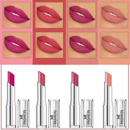 MI FASHION Set Of 4 Creme Matte Weightless Long-Lasting Lipstick 3.5g each - Magenta + Rose + Purple Peach + Nude-51