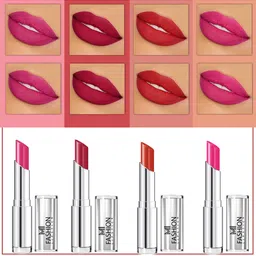 MI FASHION Set Of 4 Creme Matte Weightless Long-Lasting Lipstick 3.5g each - Rose Pink + Burgundy + Orange + Pink-image-63