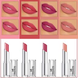 MI FASHION Set Of 4 Creme Matte Weightless Long-Lasting Lipstick 3.5g each - Peach + Rose + Purple Peach + Nude-45
