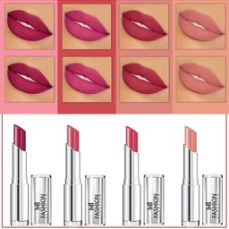MI FASHION Set Of 4 Creme Matte Weightless Long-Lasting Lipstick 3.5g each - Purple + Rose + Wine Pink + Nude-45
