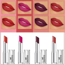 MI FASHION Set Of 4 Creme Matte Weightless Long-Lasting Lipstick 3.5g each - Cornell Red + Magenta + Wine Berry + Brownish Red-88