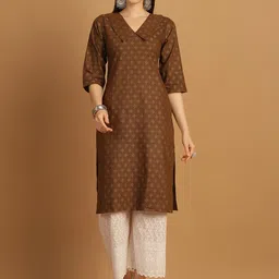 Sayesha Printed V-Neck Cotton Straight Kurta-image-5