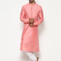 COCOI LIFESTYLE Men Pink Dupion Silk Kurta with Churidar-image-27