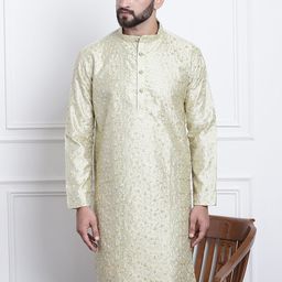 SOJANYA Floral Embroidered Mandarin Collar Straight Kurta-picture-11