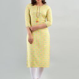 FASHION DEPTH Geometric Printed Mirror Work Straight Kurta-13