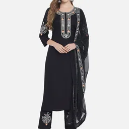 KALINI Floral Embroidered Kurta With Trousers & Dupatta-image-85