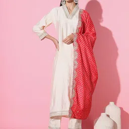 Growdamy  Sequinned Kurta with Trousers & Dupatta-image-9