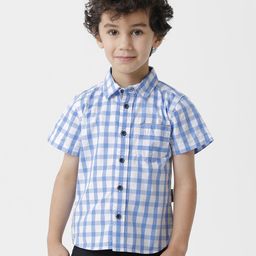 KATE & OSCAR Boys Blue Standard Gingham Checks Checked Pure Cotton Casual Shirt-image-48