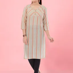 BAESD Girls Striped Regular Pure Cotton Kurta With Leggings-picture-22
