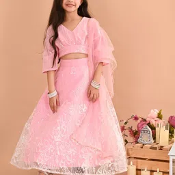 LilPicks Girls Embellished Sequinned Ready to Wear Lehenga & Blouse With Dupatta-image-58