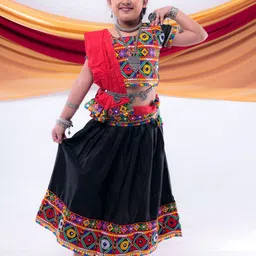 BANJARA INDIA Girls Embroidered Thread Work Ready to Wear Lehenga & Blouse With Dupatta-image-26