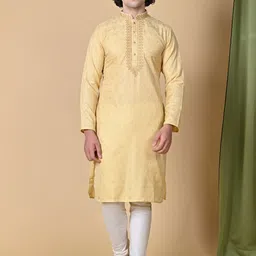 MAAHI FABS Ethnic Motifs Woven Design Thread Work Cotton Silk Jacquard Kurta-image-31