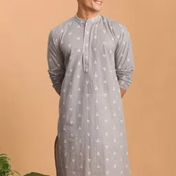 SHVAAS by VASTRAMAY Geometric Woven design Jacquard Cotton Sustainable Kurta-picture-42