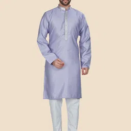 Anouk Purple Ethnic Motifs Woven Design Jacquard Cotton Kurta-picture-9