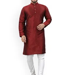 Divra Clothing Mandarin Collar Jacquard Straight Kurta-image-79