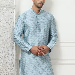 Anouk Men Thread Work Floral Jacquard Kurta-image-41