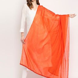 Dupatta Bazaar Women Orange Solid Pure Cotton Dupatta-picture-17