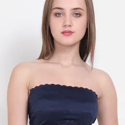 Lebami Navy Blue Floral Non Wired Medium Coverage Bandeau Bra-picture-6