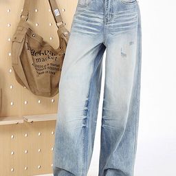LULU & SKY Women Straight Fit High-Rise Mildly Distressed Heavy Fade Jeans-picture-26