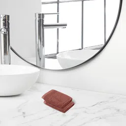 Himeya Orange 2 Pieces Rust-Colored 600 GSM Cotton Face Towels-12