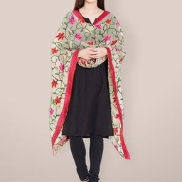 Dupatta Bazaar Embroidered Cotton Silk Dupatta with Thread Work-19