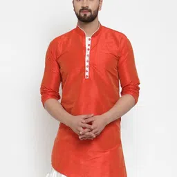 Kaifoo Men Orange Patchwork Kurta-picture-14