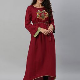 KALINI Ethnic Motifs Embroidered A-Line Kurta-picture-17