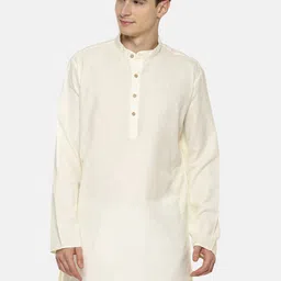 TATTVA Men Cream-Coloured Solid Kurta-21