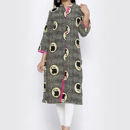 SOUNDARYA Geometric Printed Straight Cotton Kurta-image-56